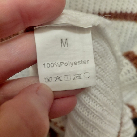 Stripe Short Sleeve Sweater White Tan - Picture 2 of 5